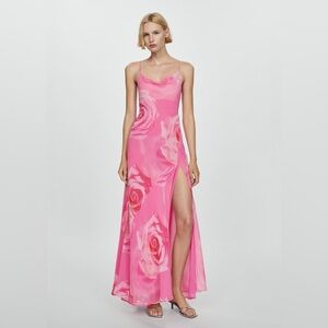 MANGO PINK FLORAL DRESS WITH SLIT